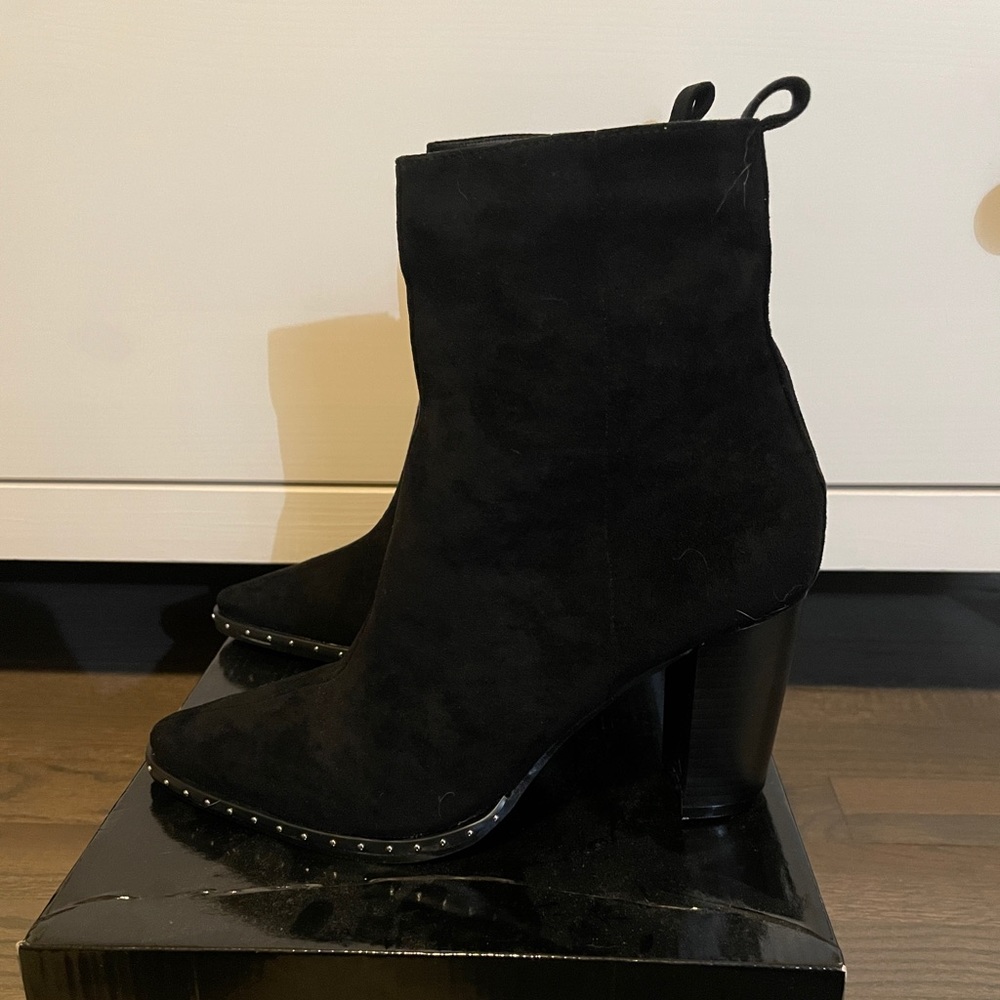 Suede black booties